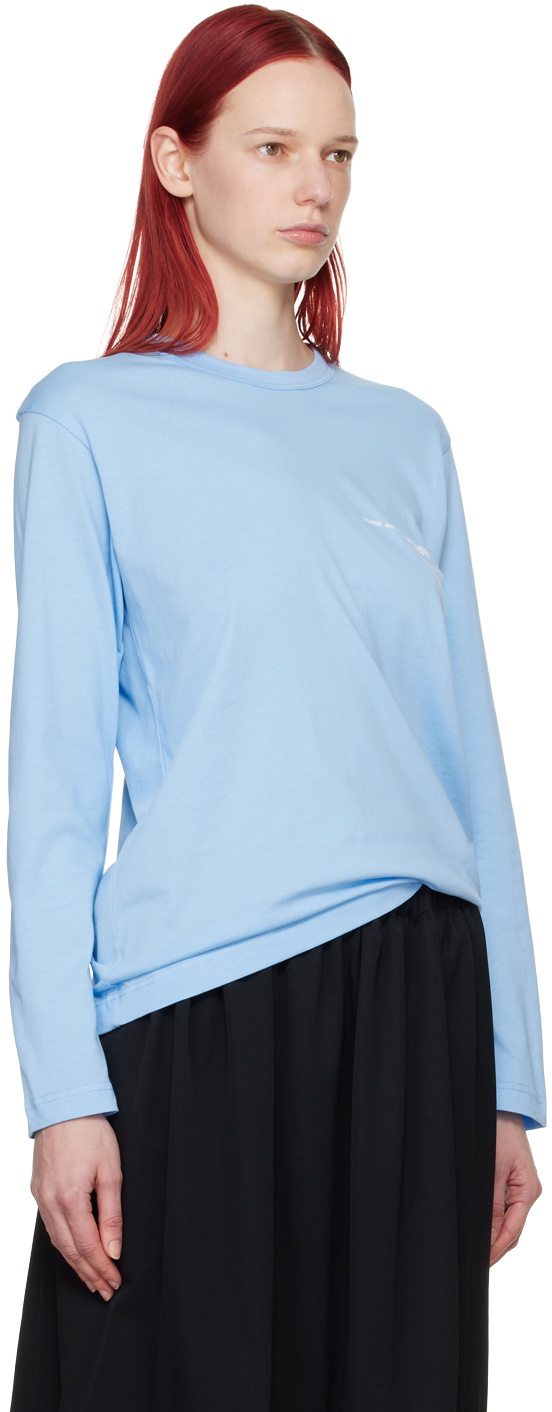 Comme des Garçons Shirt Blue Printed Long Sleeve T-Shirt
