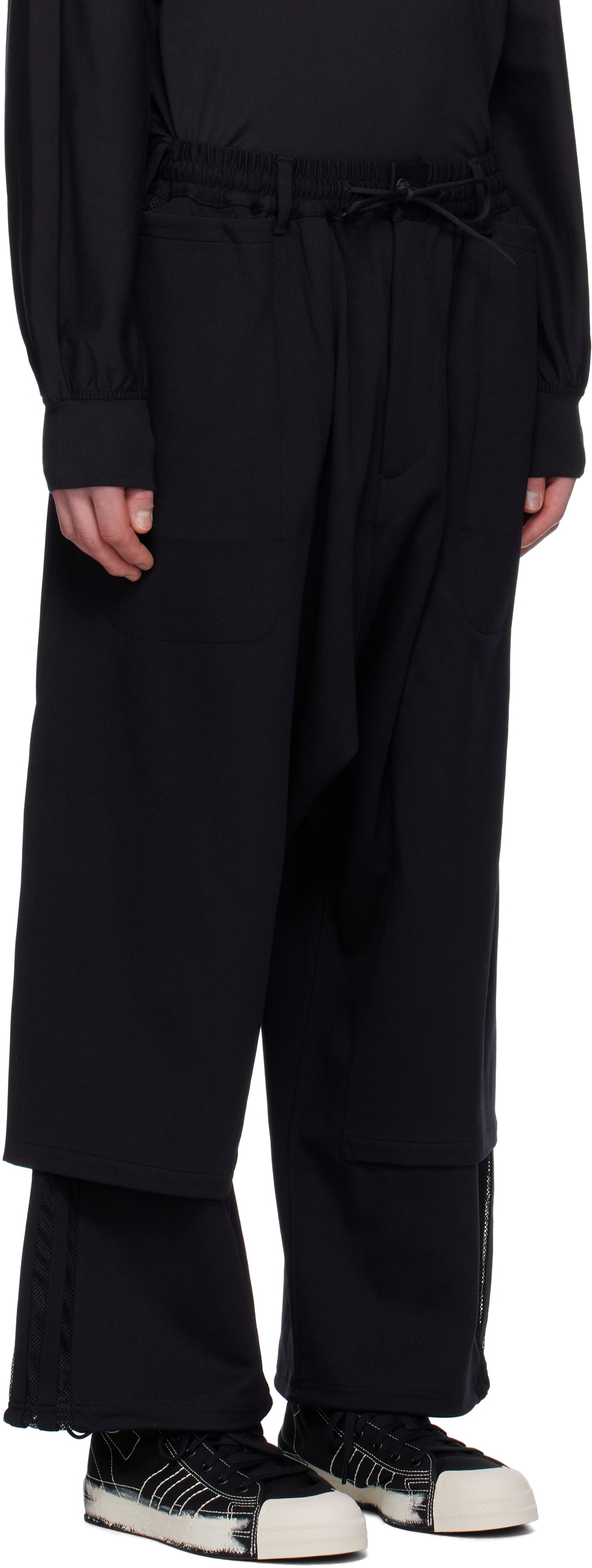 Y-3 Black 3-Stripes Openhem TP Sweatpants