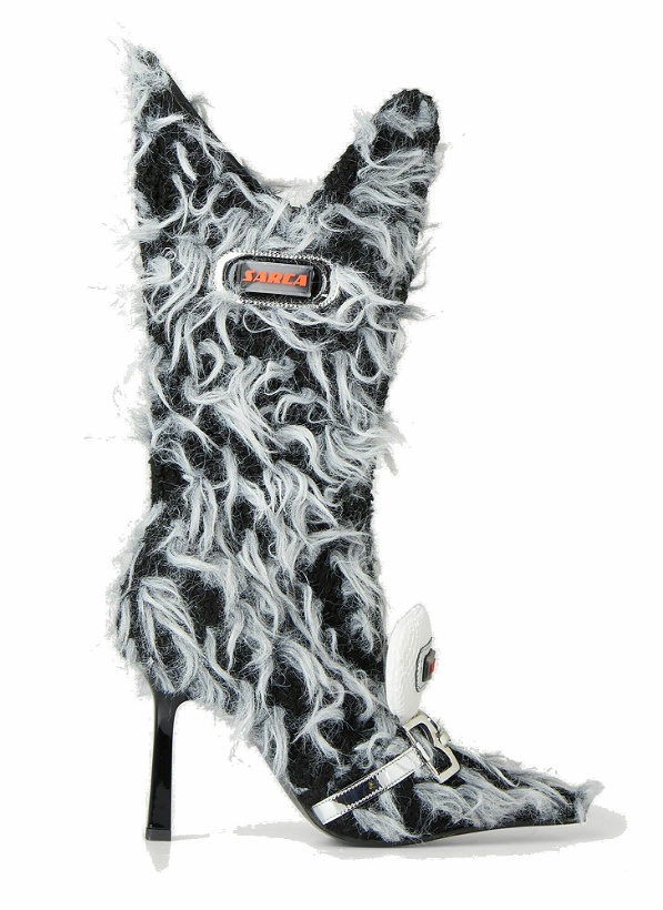 Photo: Fuzzy High Heel Boots in Black