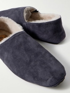 Mr P. - Plush-Lined Suede Slippers - Blue