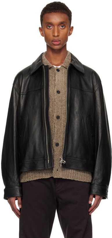 Photo: Solid Homme Black Minimal Leather Jacket