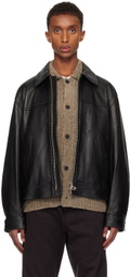 Solid Homme Black Minimal Leather Jacket