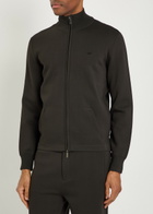 Emporio Armani Logo-embroidered Fine-knit Jumper Dark Grey