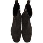 Alexander McQueen Black Glitter Zip-Up Boots