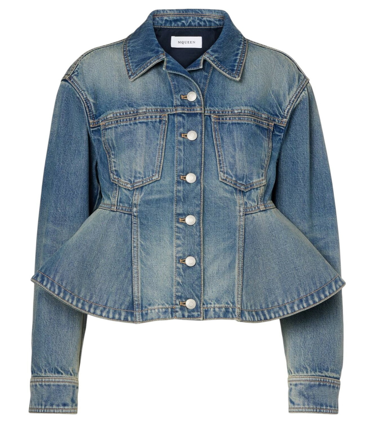 Alexander Mcqueen Distressed Denim Jacket Alexander McQueen
