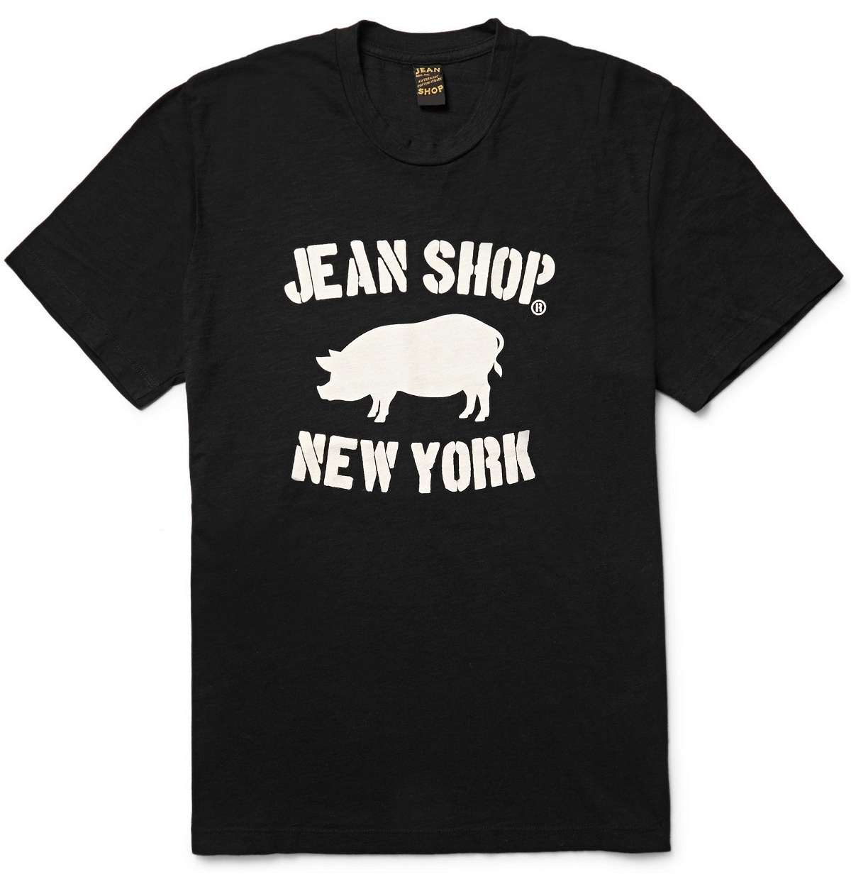 Photo: Jean Shop - Printed Slub Cotton-Jersey T-Shirt - Black