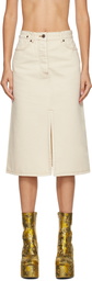 Dries Van Noten White Vented Denim Midi Skirt