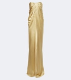 Tove Zenaida gathered satin bustier gown