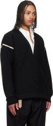 Maison Margiela Black Virgin Wool Elbow Patch Cardigan