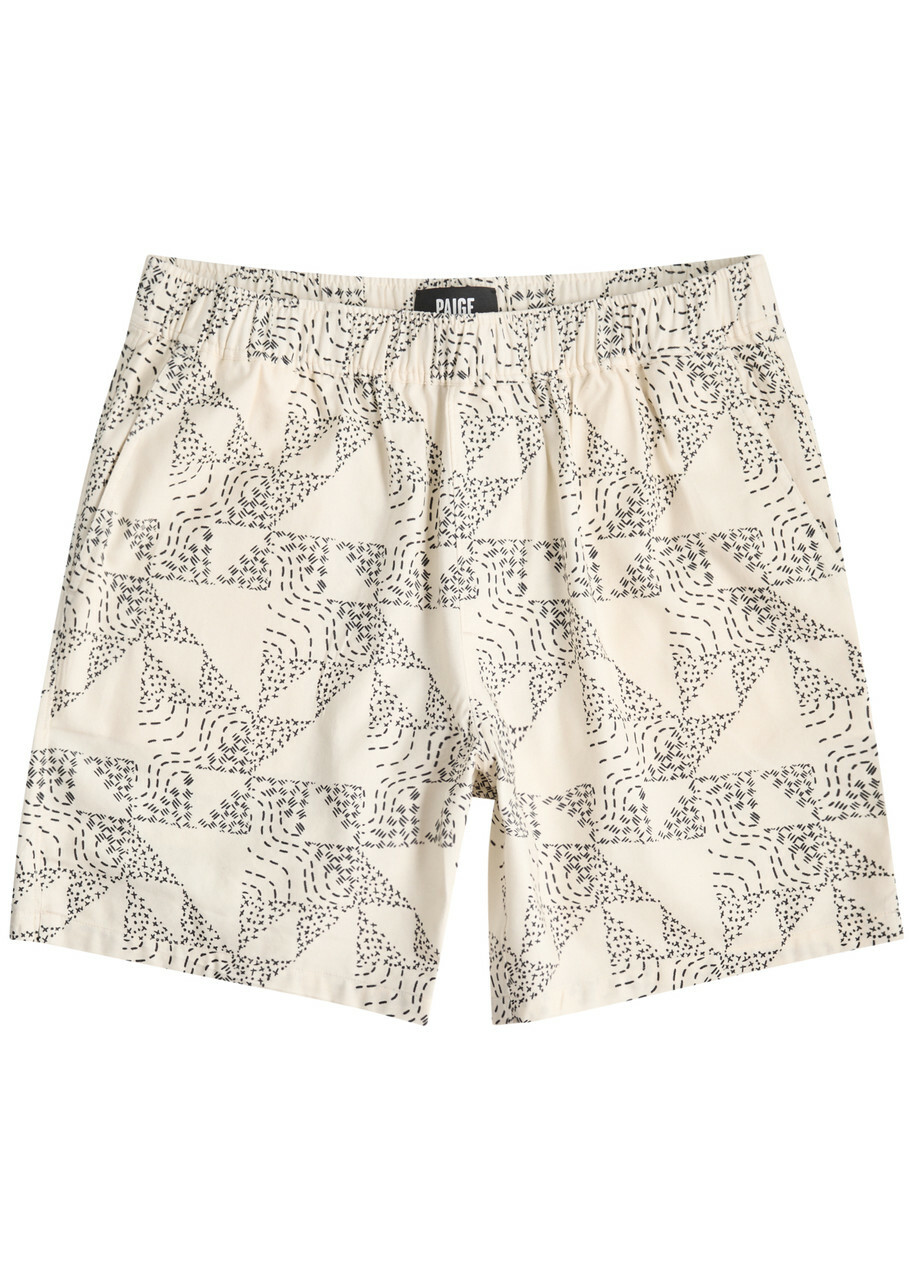 Paige Elijah Printed Cotton-blend Shorts Grey