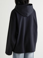 Acne Studios - Oversized Logo-Appliquéd Flocked-Print Fleece-Back Cotton-Jersey Hoodie - Black