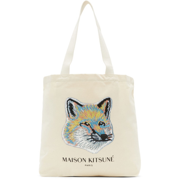 Maison Kitsune Off-White Pastel Fox Head Tote Maison Kitsune