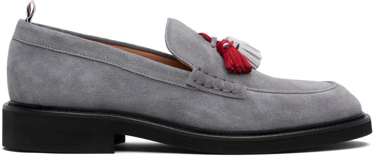 Thom Browne Gray RWB Tassel Loafers