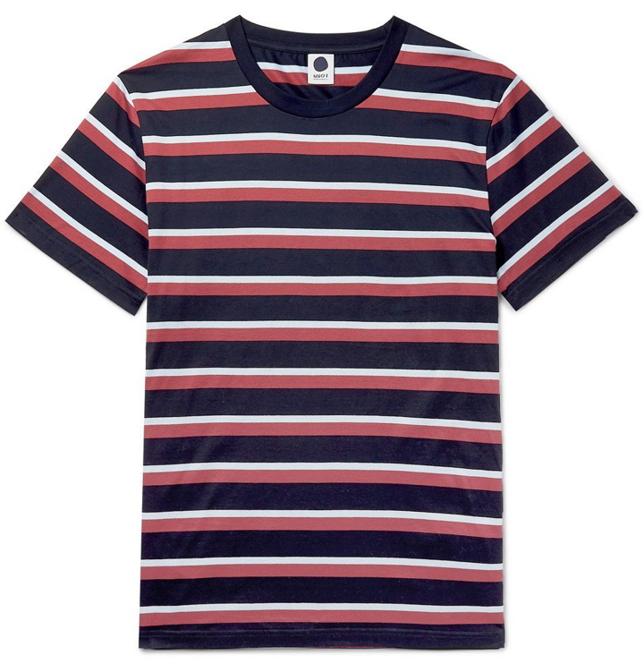 Photo: NN07 - Striped Mercerised Cotton-Jersey T-Shirt - Navy