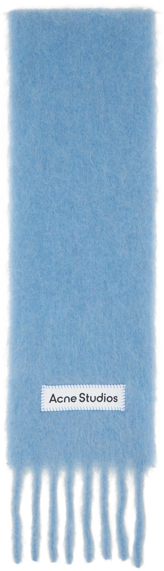 Acne Studios Blue Fringed Logo Scarf