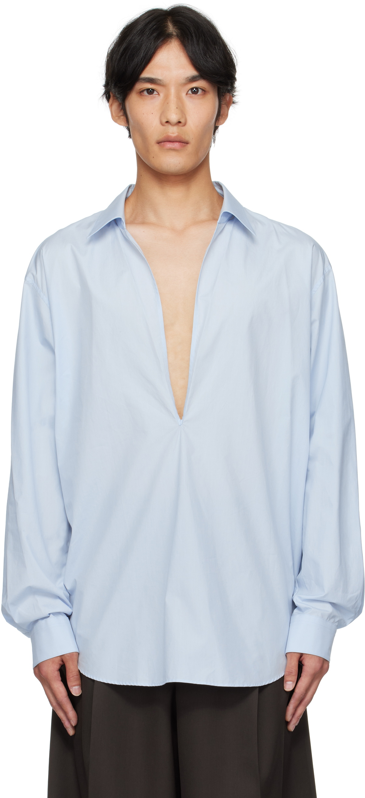 stein Blue Suvin Cotton Oversized Skipper Shirt