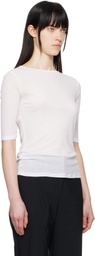 AMOMENTO White Round Short Sleeve T-shirt