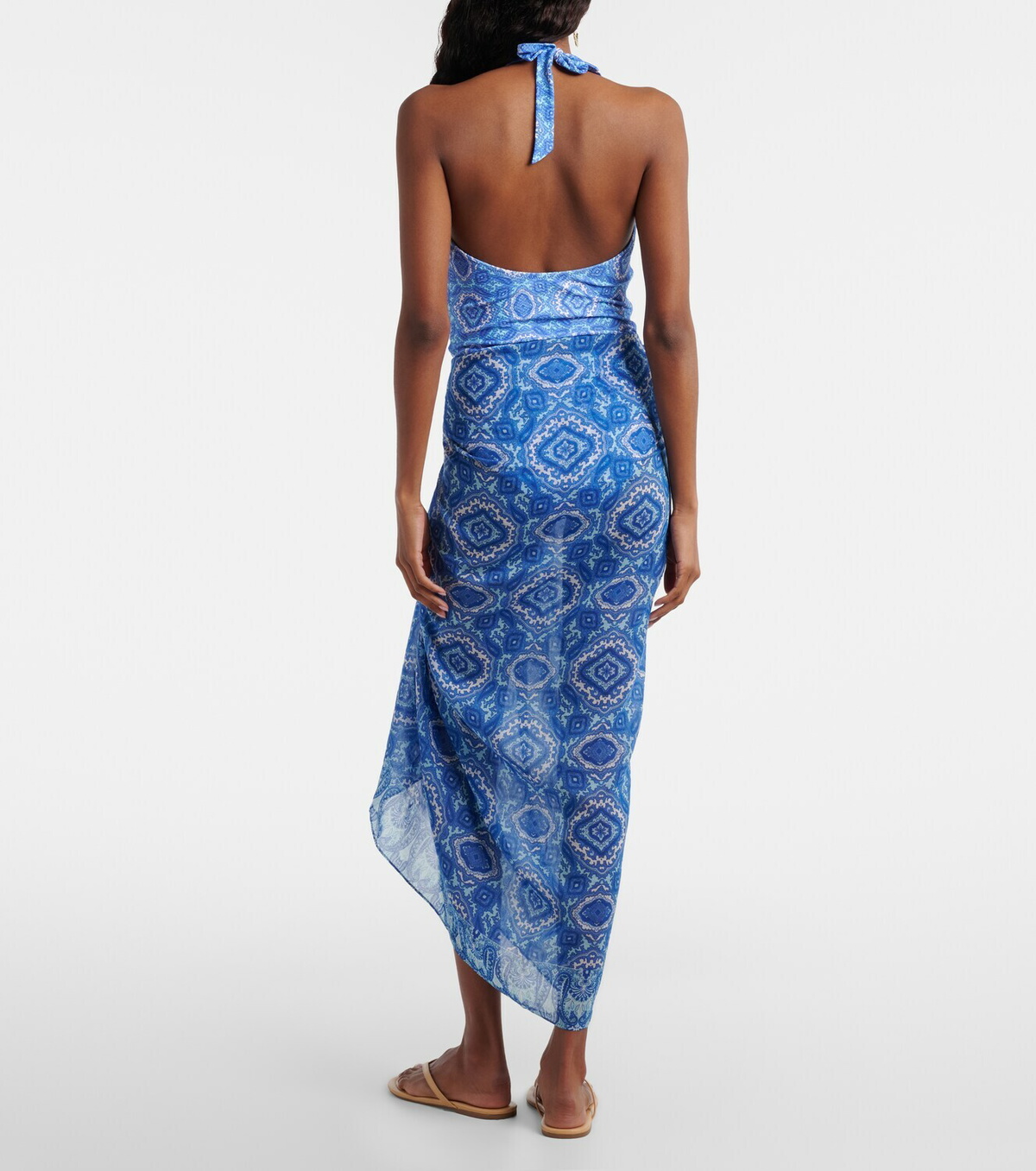 Heidi Klein Mykonos printed cotton and silk beach cover-up