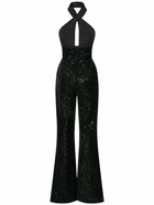 ELIE SAAB - Sequined Velvet Halterneck Jumpsuit