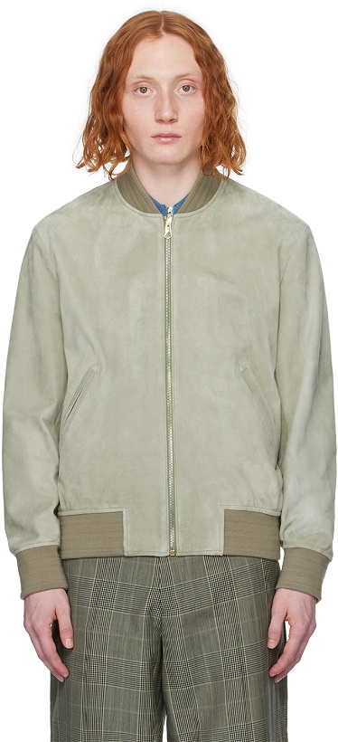 Photo: Paul Smith Green Stand Collar Leather Jacket