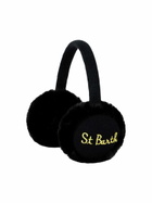 MC2 Saint Barth Woman Black Tricot Earmuffs With Furry Details