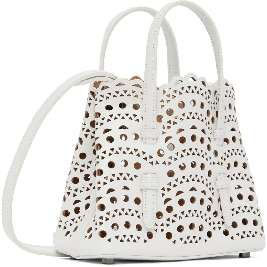 ALAÏA White Micro Mina 16 Top Handle Bag