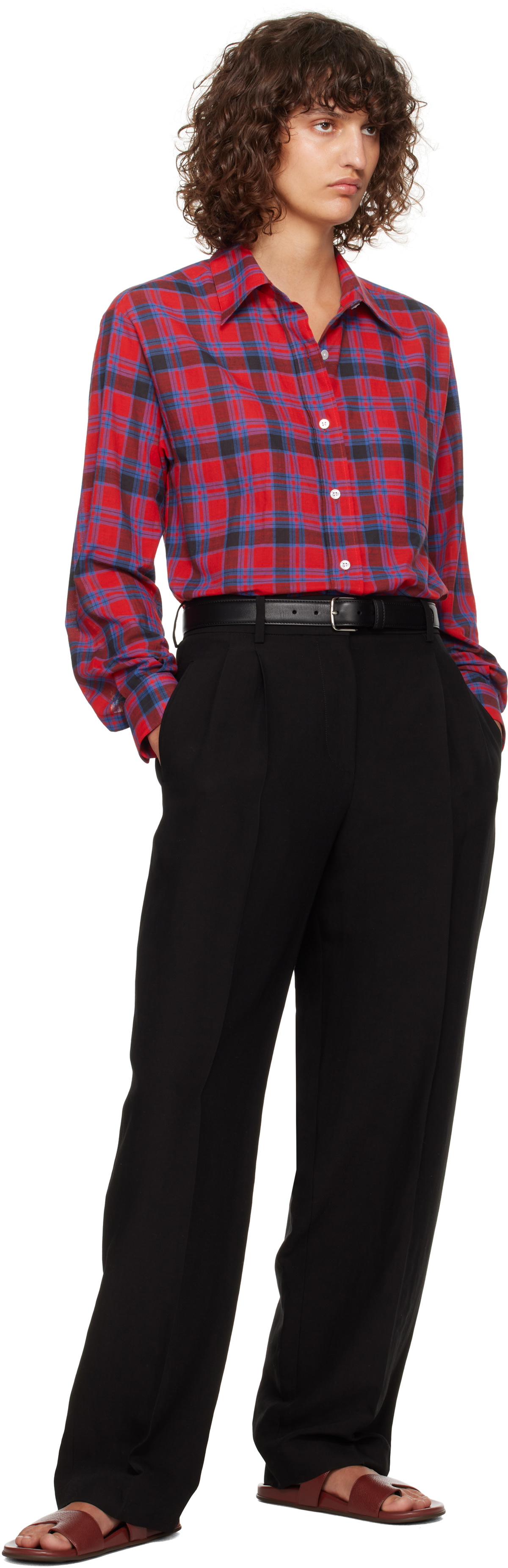 The Row Red & Navy Nesson Shirt The Row
