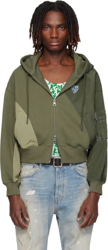 Photo: Andersson Bell Khaki Patchwork MA-1 Zip Up Hoodie