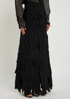 A.W.A.K.E Mode Laser-cut Crepe Maxi Skirt Black