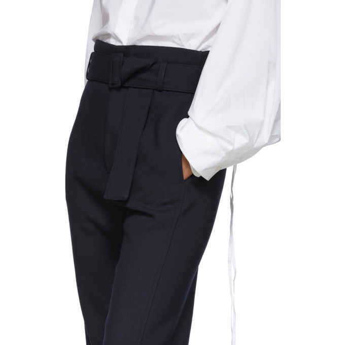 Buy FabAlley Navy Paperbag High Waist Wide Legged Trousers at Amazon.in