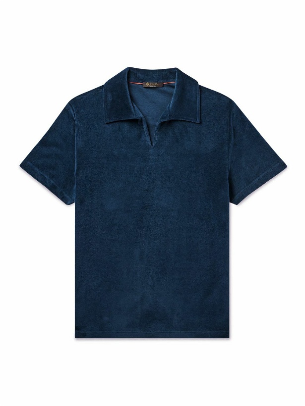 Photo: Loro Piana - Cotton and Silk-Blend Jersey Polo Shirt - Blue