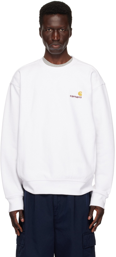 Photo: Carhartt Work In Progress White American Script Sweatshirt