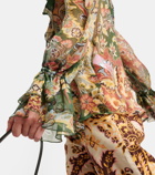 Etro Printed ruffled silk blouse