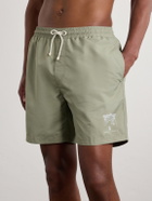 Brunello Cucinelli - Straight-Leg Mid-Length Logo-Print Swim Shorts - Green