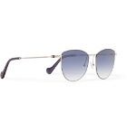 Moncler - Round-Frame Acetate and Silver-Tone Sunglasses - Blue