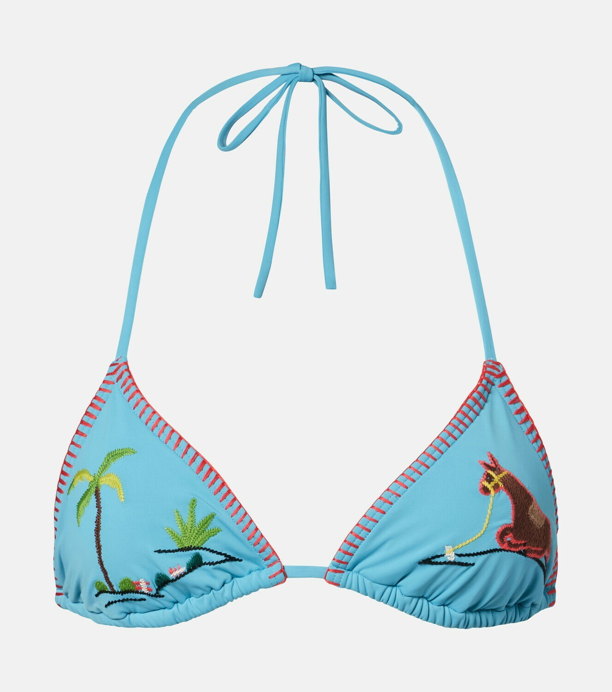 Staud Lido embroidered bikini top