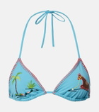 Staud Lido embroidered bikini top