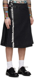 Jean Paul Gaultier Black Deconstructed Denim Skirt