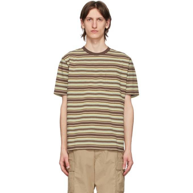 BEAMS PLUS Brown Striped Pocket T-Shirt Beams Plus