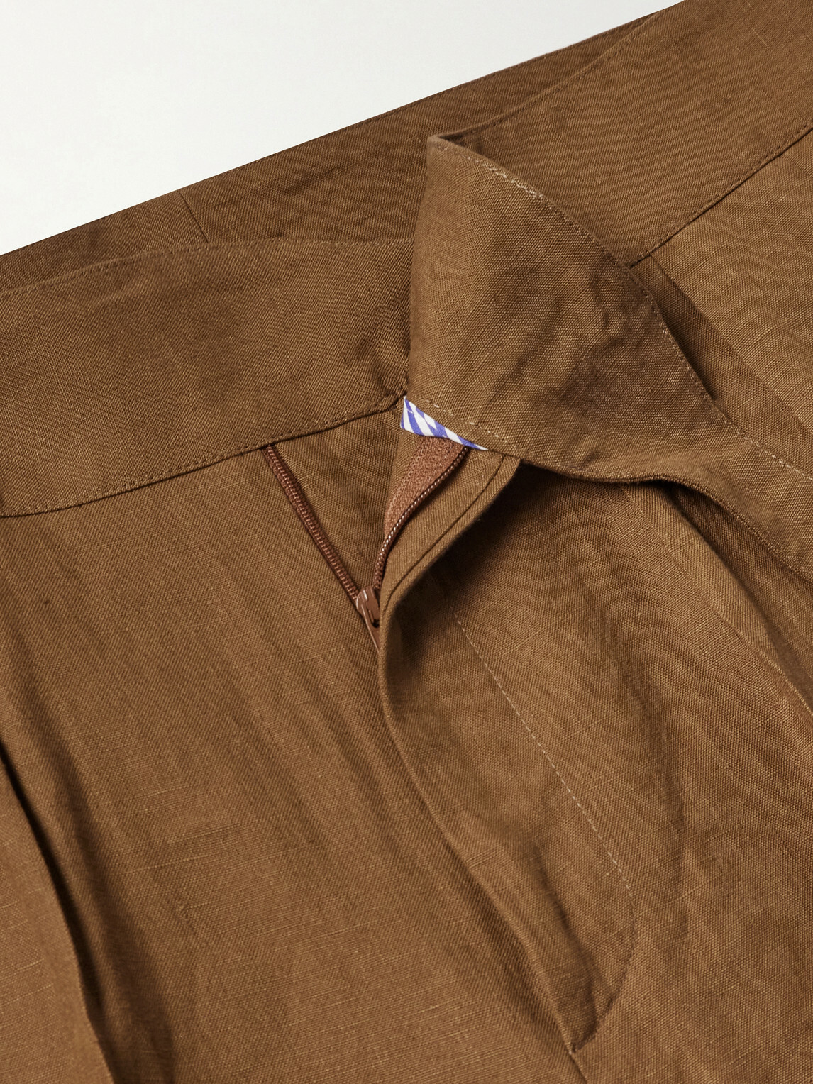 Rubinacci - Manny Straight-Leg Pleated Linen Trousers - Brown
