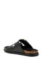 The Row Buckle Leather Slides Black
