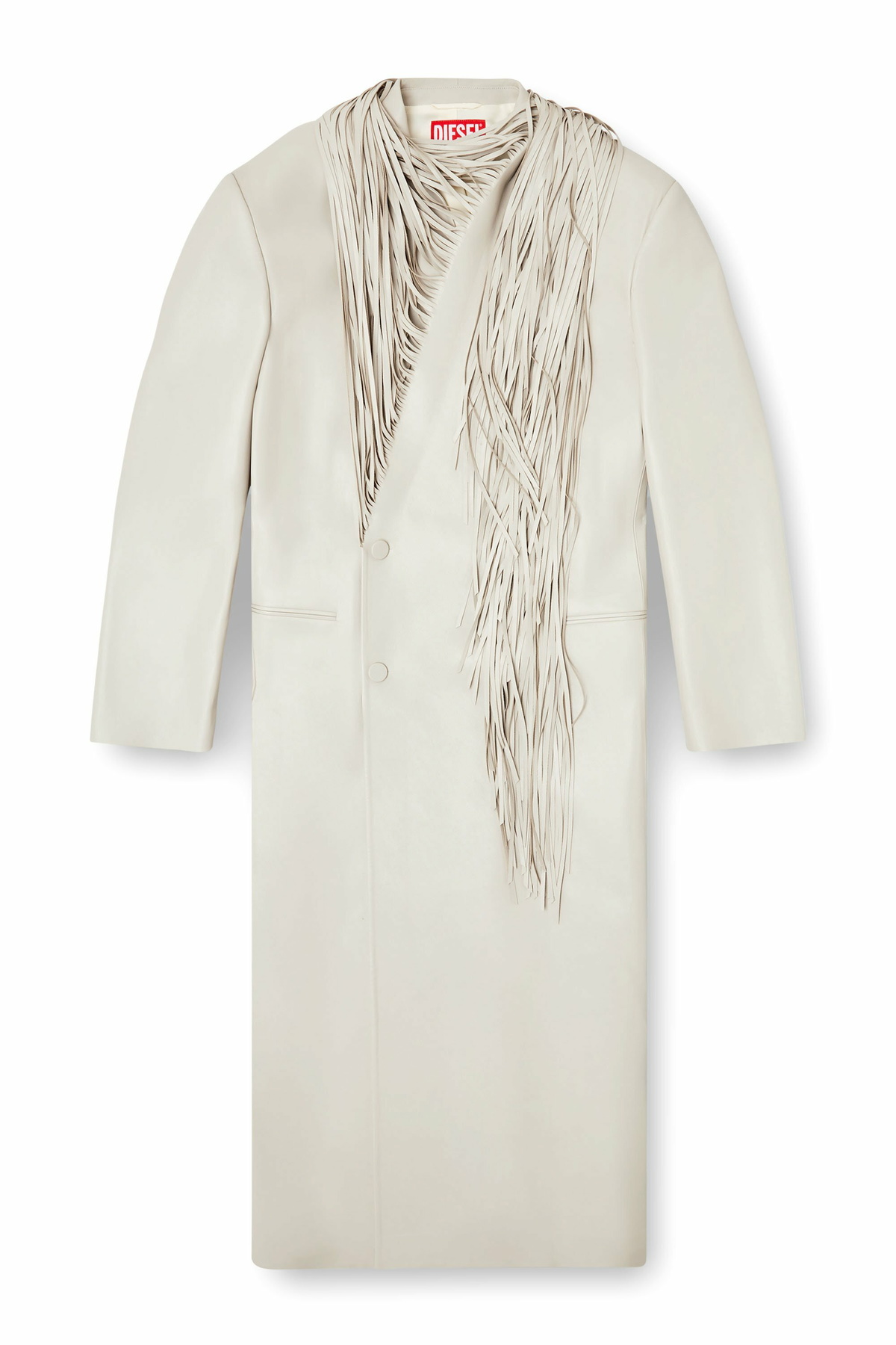 Diesel Long coat with shredded scarf fringing - Jackets Mens in Grey