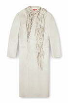 Diesel Long coat with shredded scarf fringing - Jackets Mens in Grey
