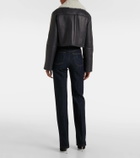 Dolce&Gabbana Shearling-trimmed cropped leather jacket