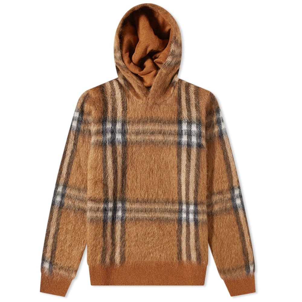 Burberry Men's Malone Check Mohair Hoody in Dark Birch Brown Burberry