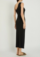 Max Mara One-shoulder Gathered Stretch-jersey Midi Dress Black