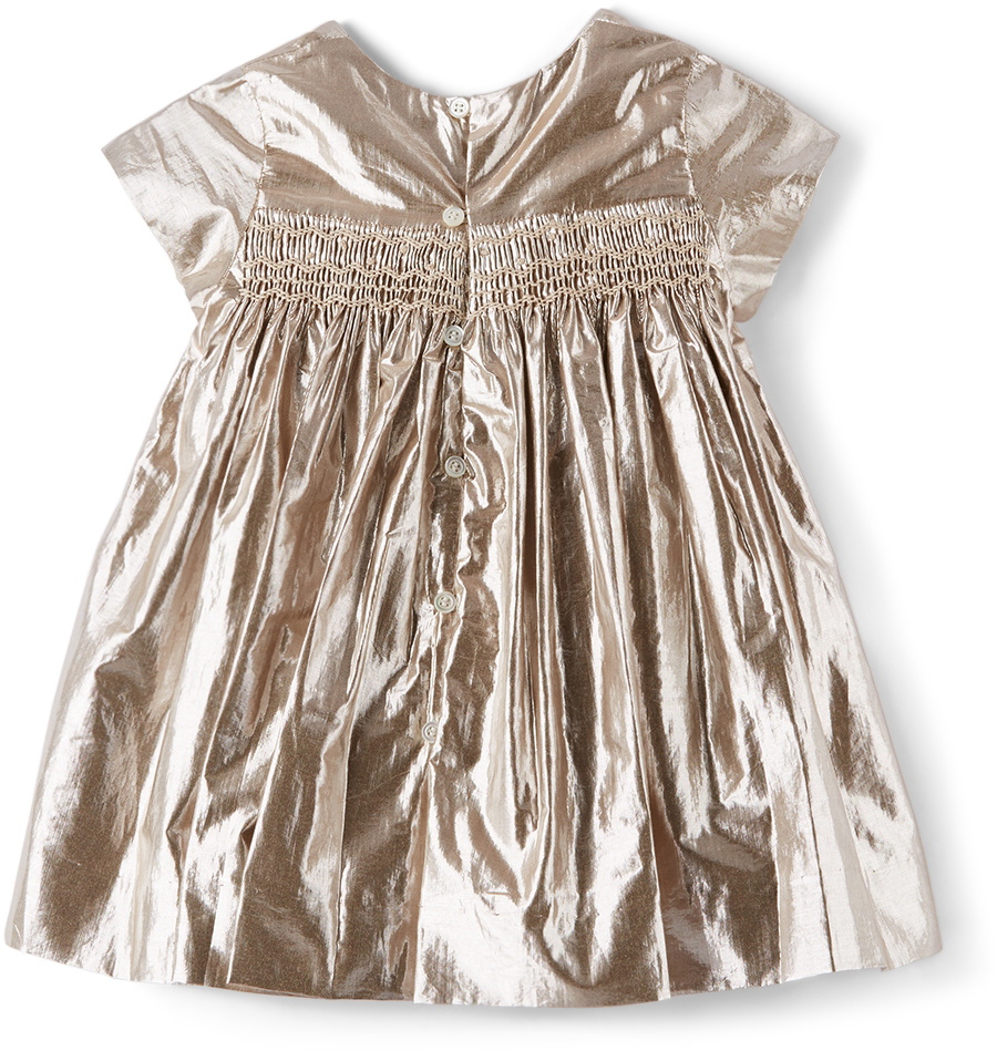 Bonpoint metallic smock dress - Gold