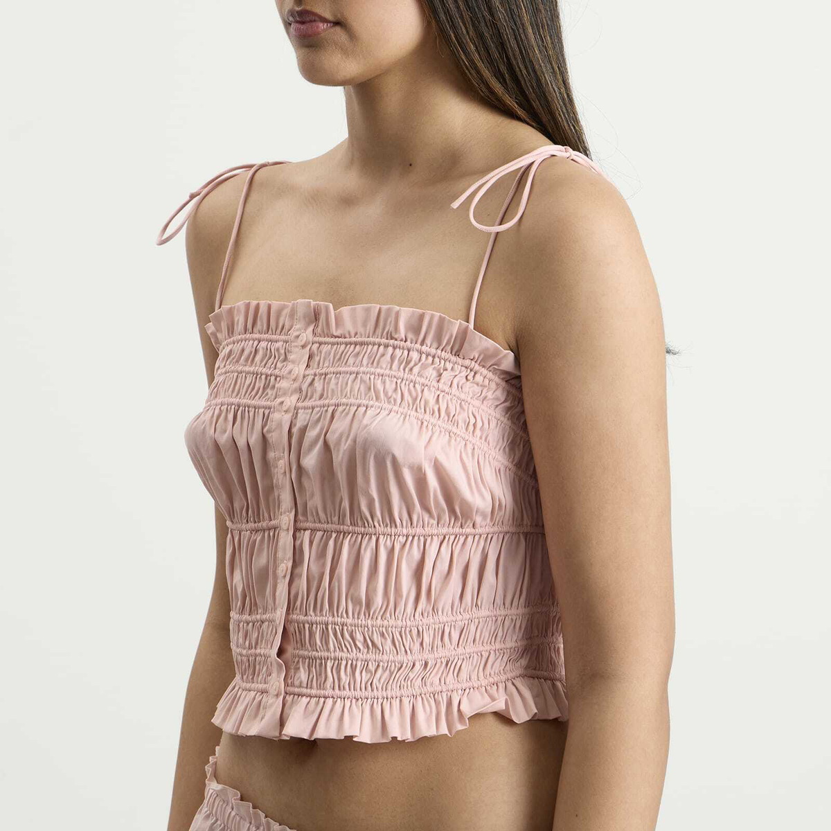 SKIMS Women's Poplin Ruffle Cami in Dusty Pink