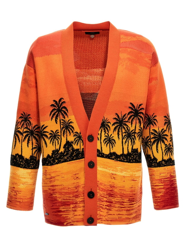 Photo: Alanui Kerala Sunset Drop Shoulder Intarsia Knit Cardigan