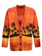 Alanui Kerala Sunset Drop Shoulder Intarsia Knit Cardigan